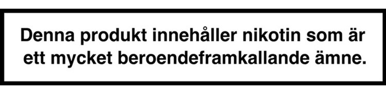 Denna produkt innehåller nikotin som är ett mycket beroendeframkallande ämne.